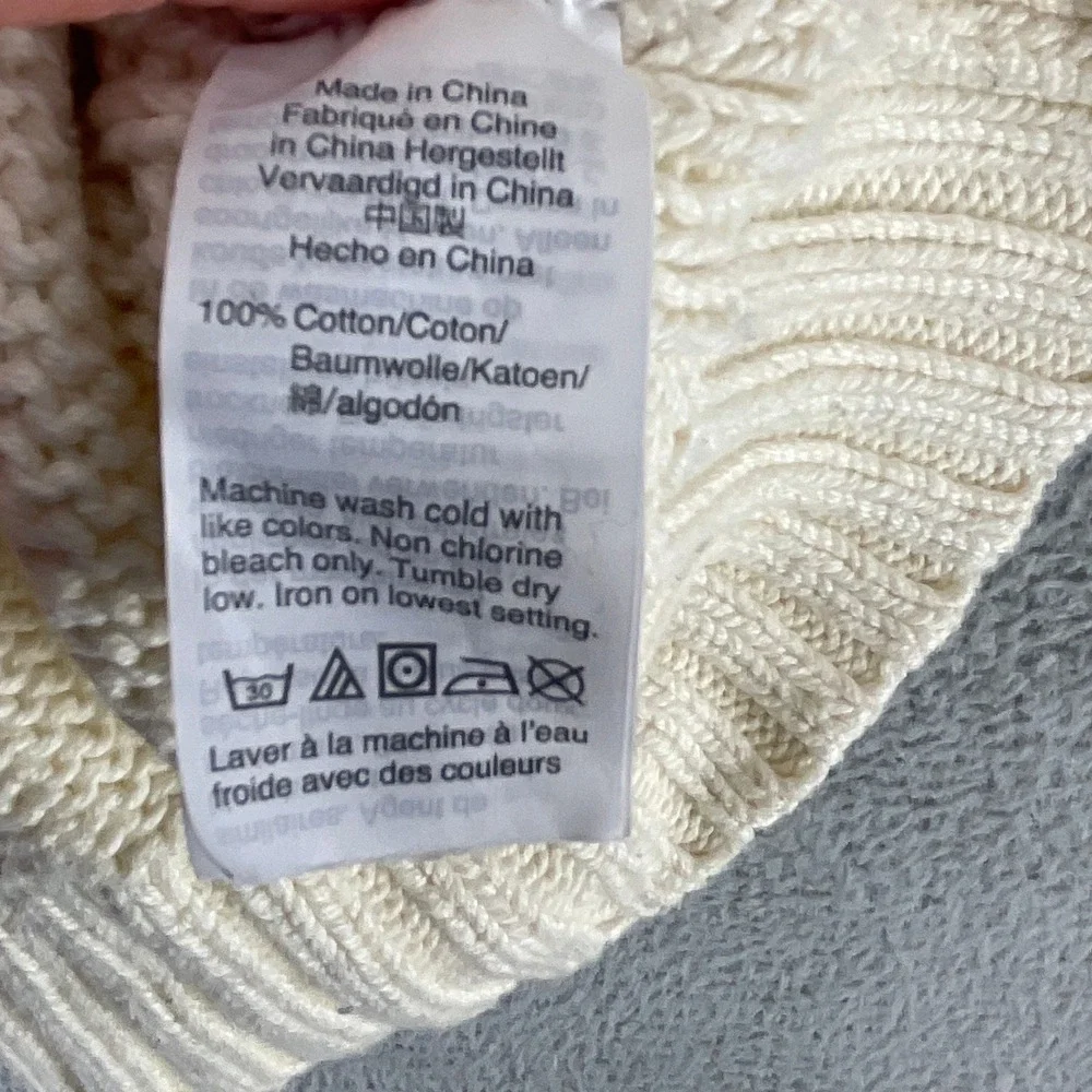 J.Crew Sweater Womens S Cream Excellent Mock Neck Cotton Ribbed Knit 6323 - Picture 7 of 7